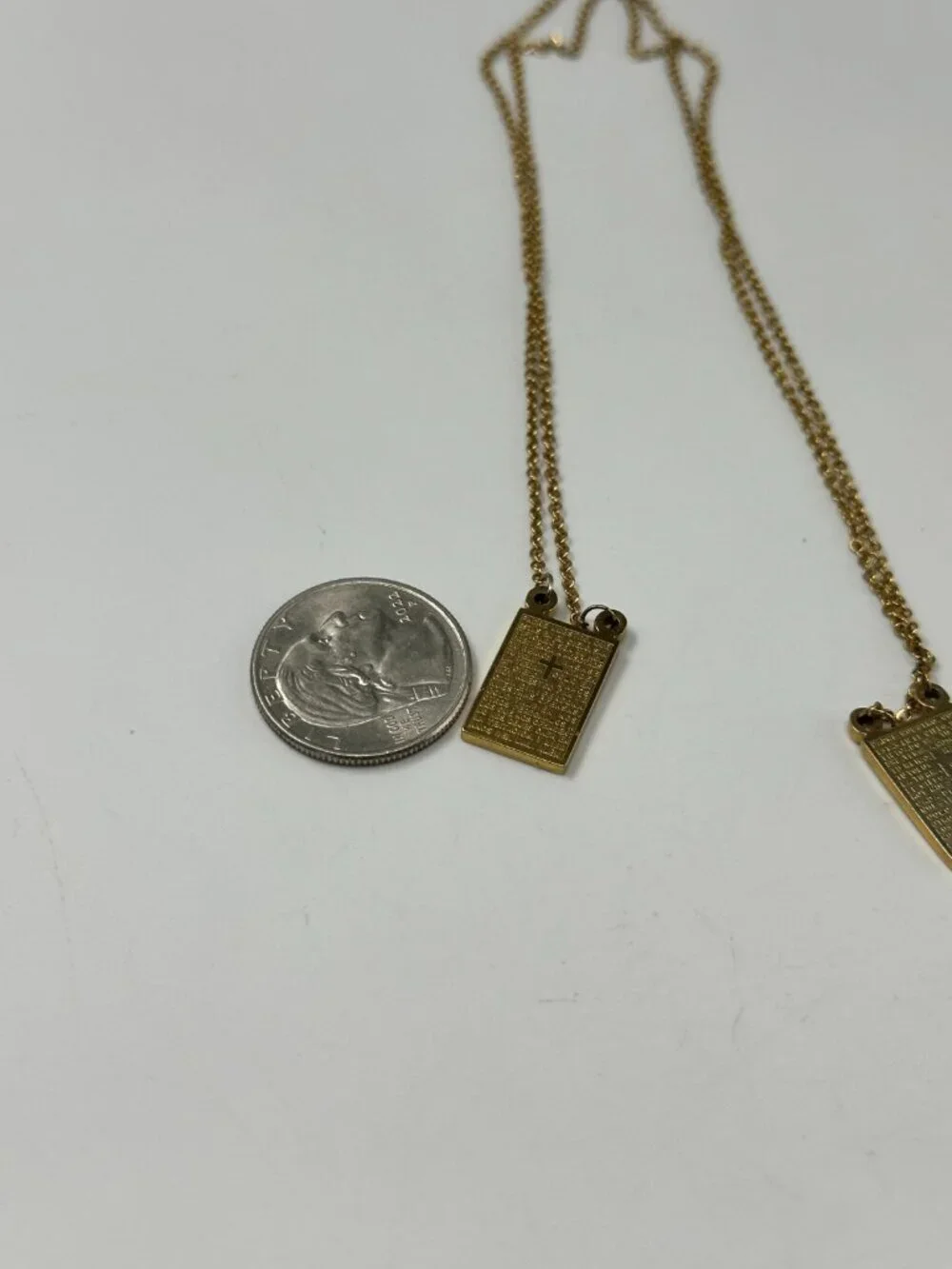 Steel Time Gold Stainless Steel Scapular Necklace Lords Prayer 28.5
